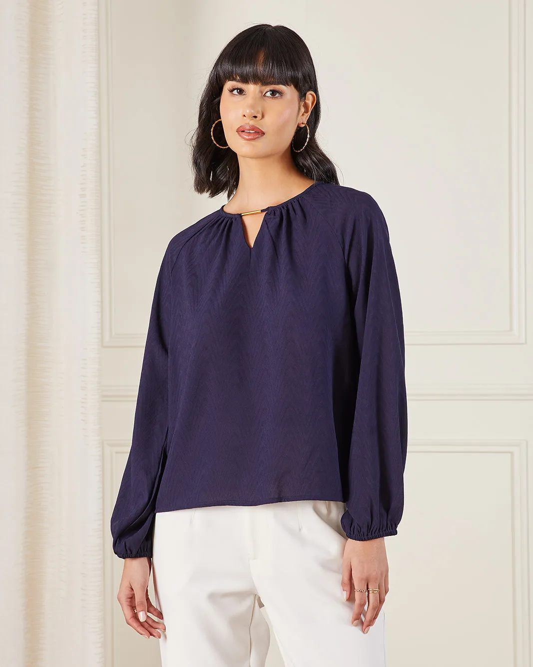 Women Navy Embellished Blouse sold by Redtag