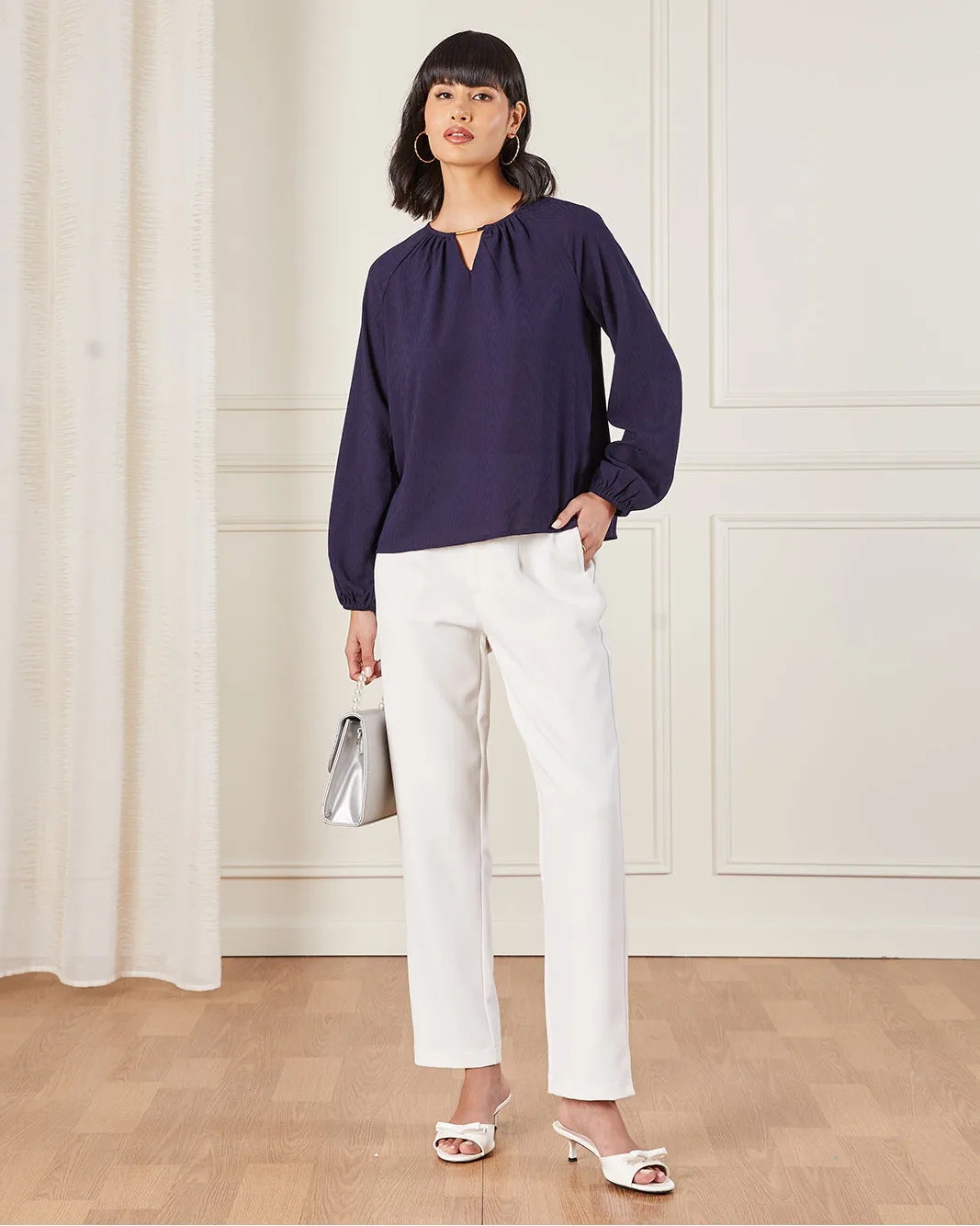 Women Navy Embellished Blouse sold by Redtag product image thumbnail 2