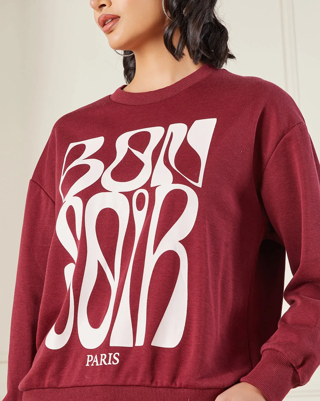 Women Burgundy Printed Sweatshirt sold by Redtag product image thumbnail 4