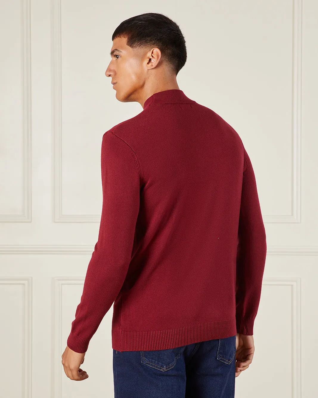 Men Burgundy High Neck Sweater sold by Redtag product image thumbnail 3