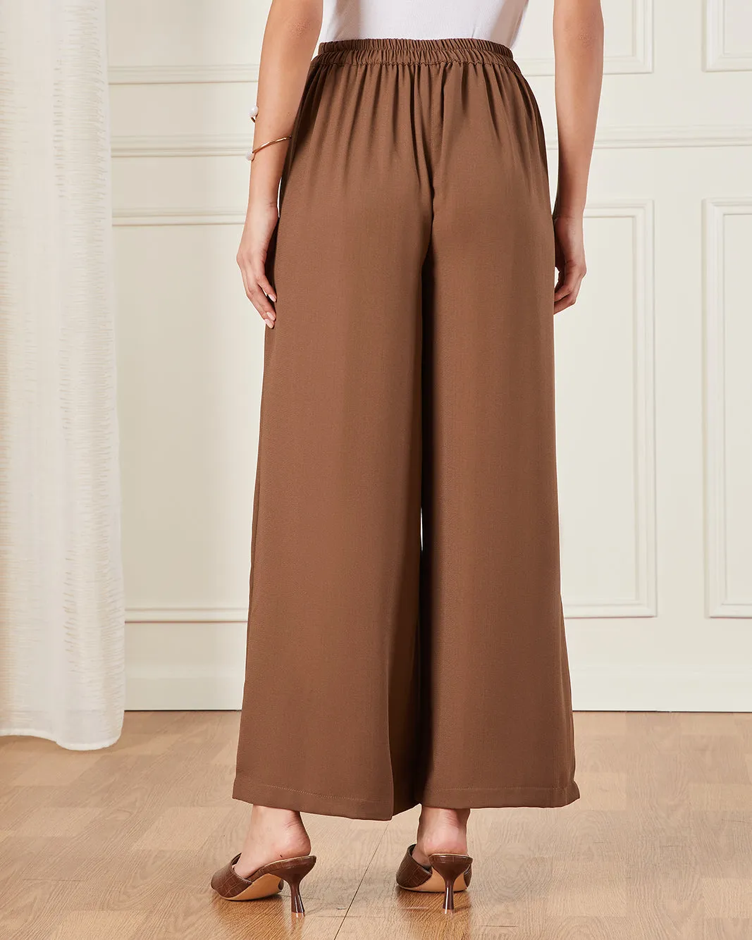 Women Brown Wide Leg Trouser sold by Redtag product image thumbnail 3