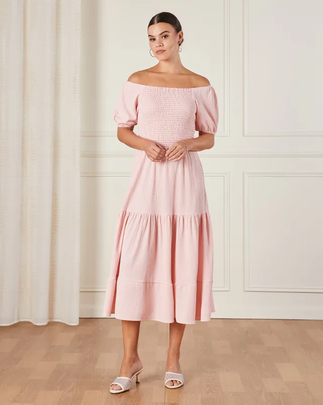 Women Pink Off-Shoulder Casual Dress sold by Redtag
