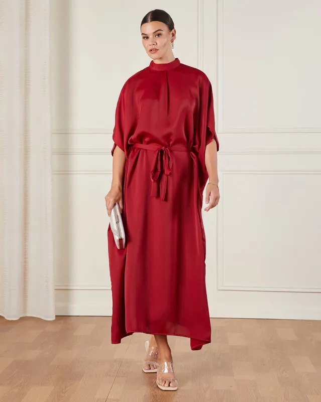 Women Red Belted Kaftan Dress sold by Redtag