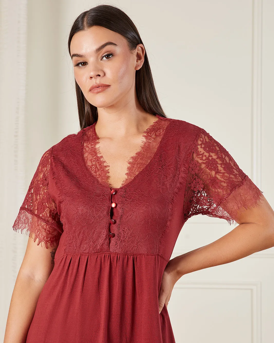 Women Red Lace Nightgown sold by Redtag product image thumbnail 2