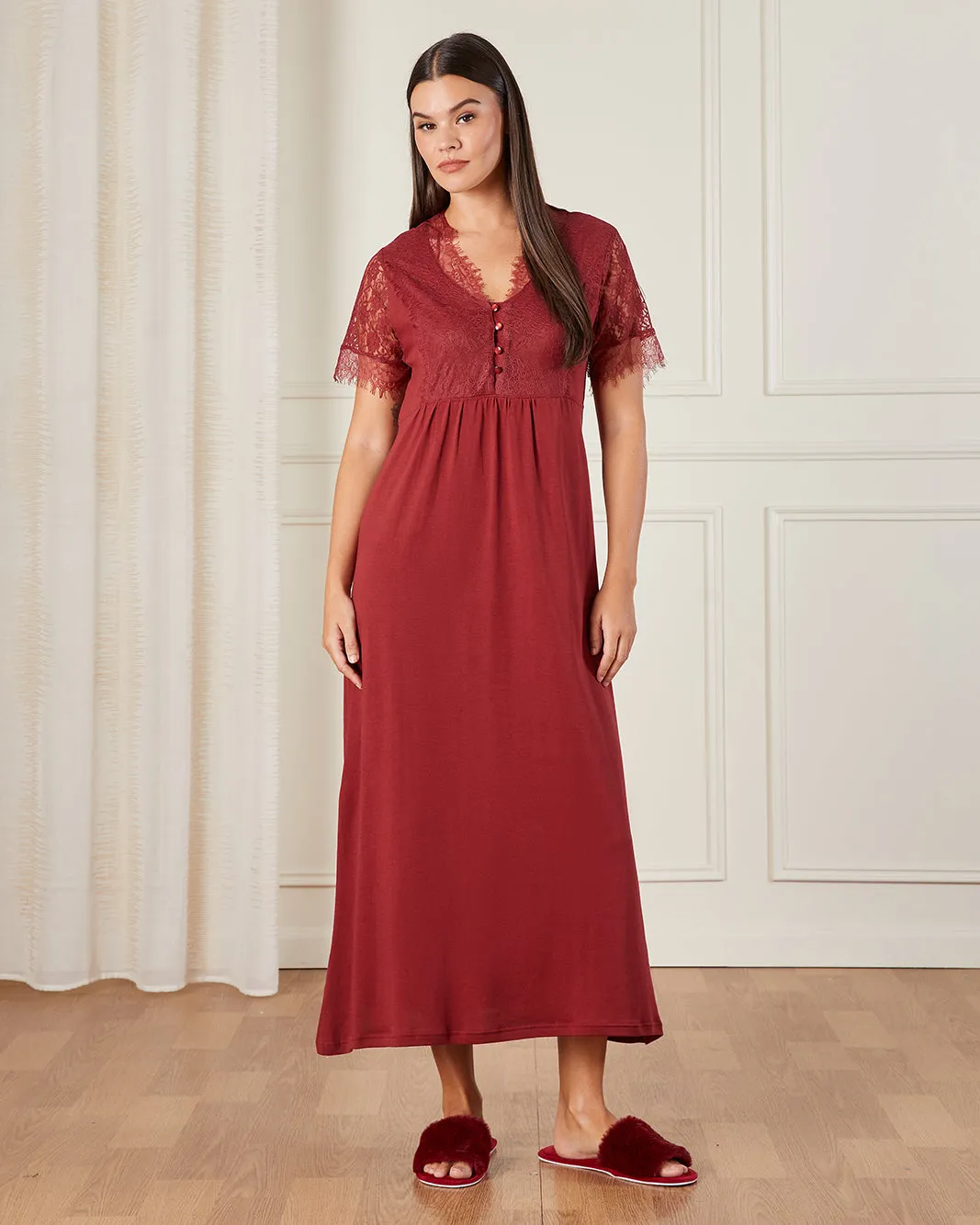Women Red Lace Nightgown sold by Redtag product image thumbnail 4