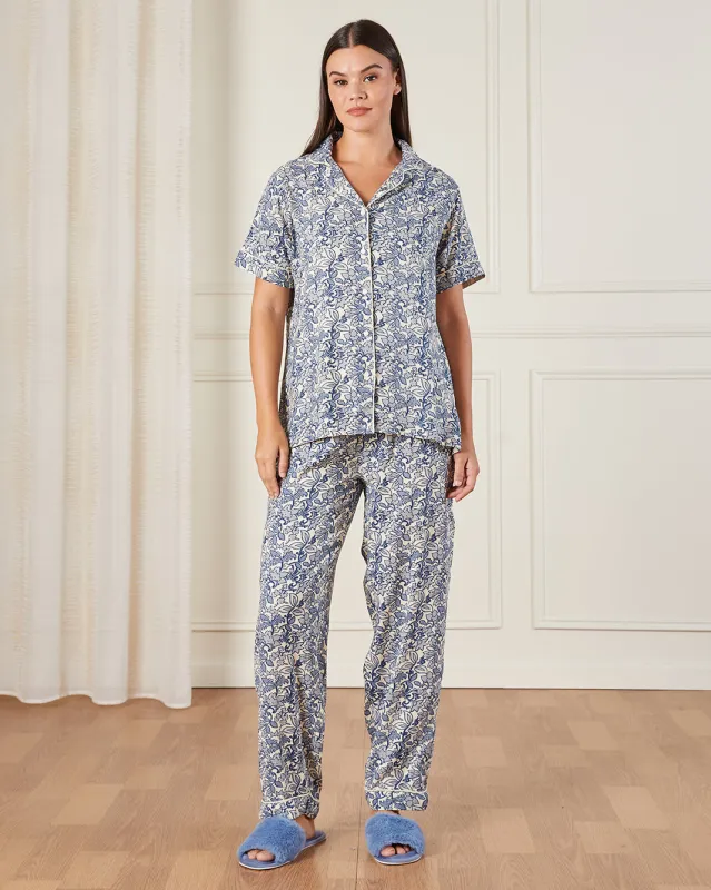 Women Blue Printed Pyjama Set (2 Piece) sold by Redtag