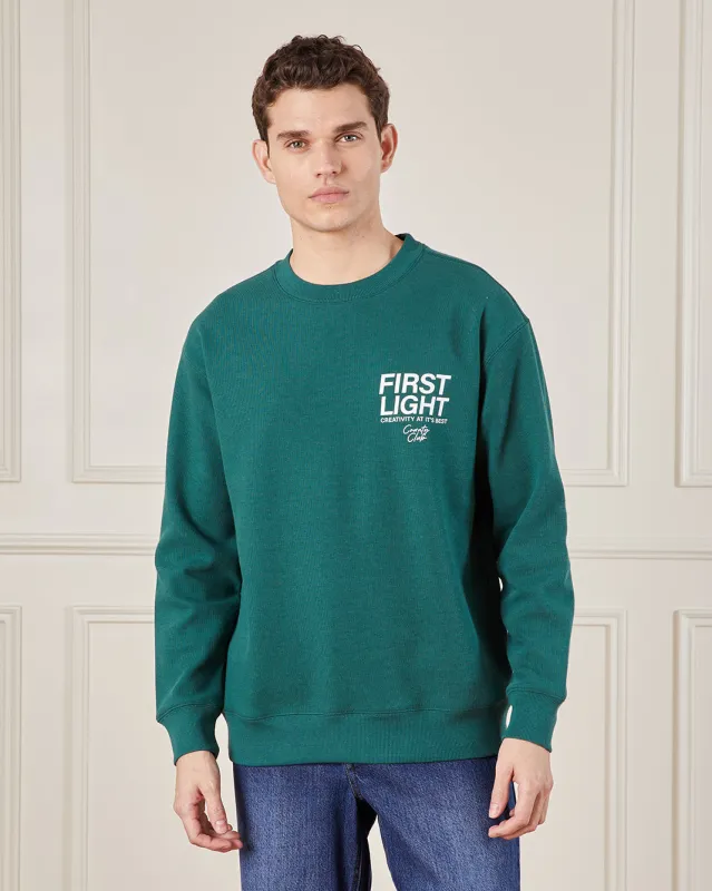 Men Green Printed Bonded Sweatshirt sold by Redtag
