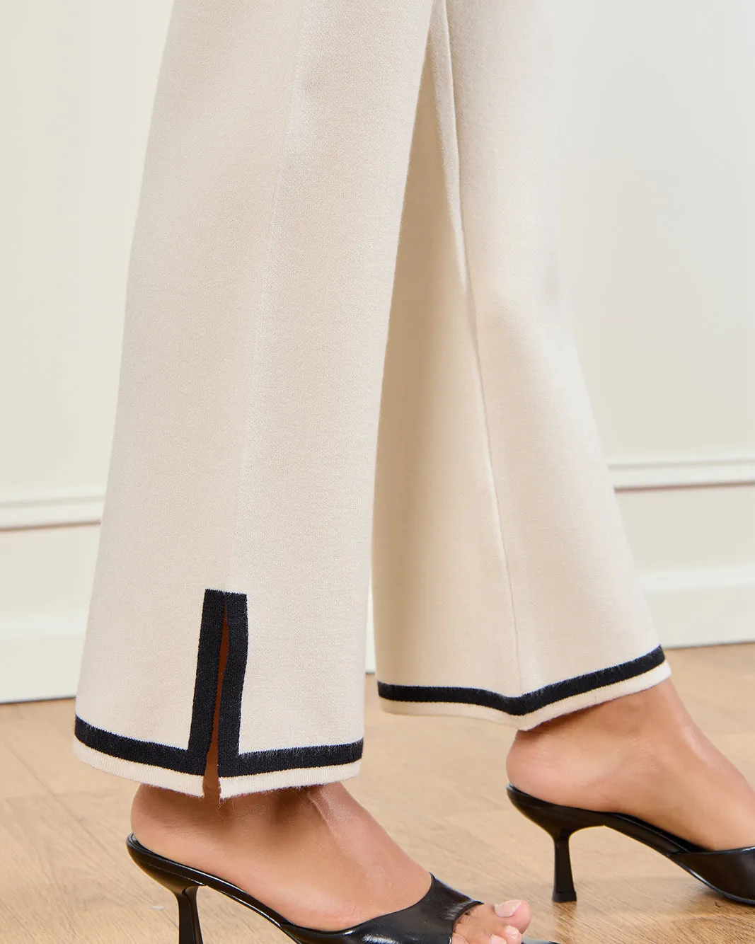 Women Cream Knitted Straight Fit Trousers sold by Redtag product image thumbnail 5