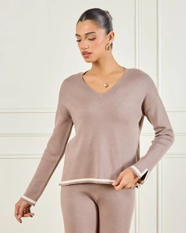 Women Taupe Knitted Sweater sold by Redtag
