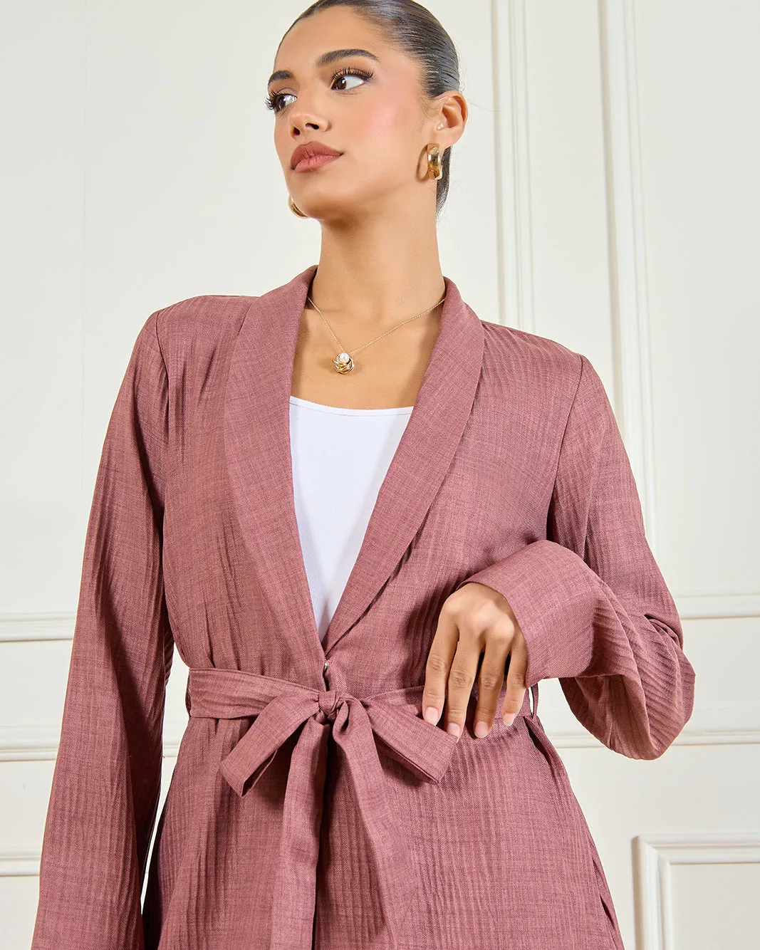 Women Taupe Textured Belted Kimono sold by Redtag product image thumbnail 4