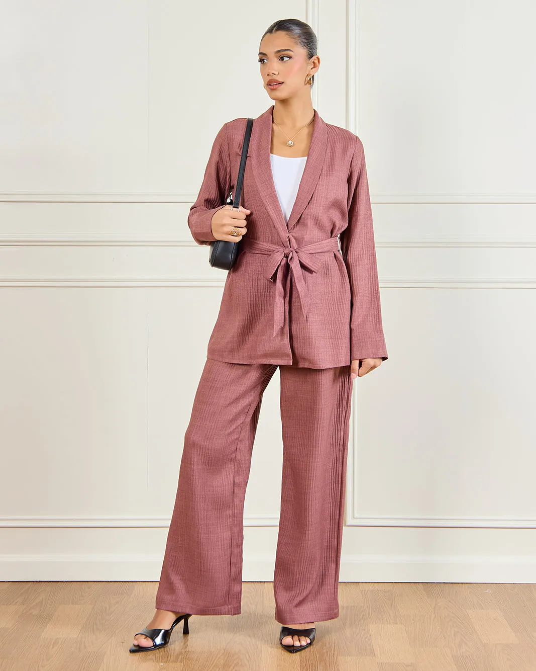 Women Taupe Textured Belted Kimono sold by Redtag product image thumbnail 2