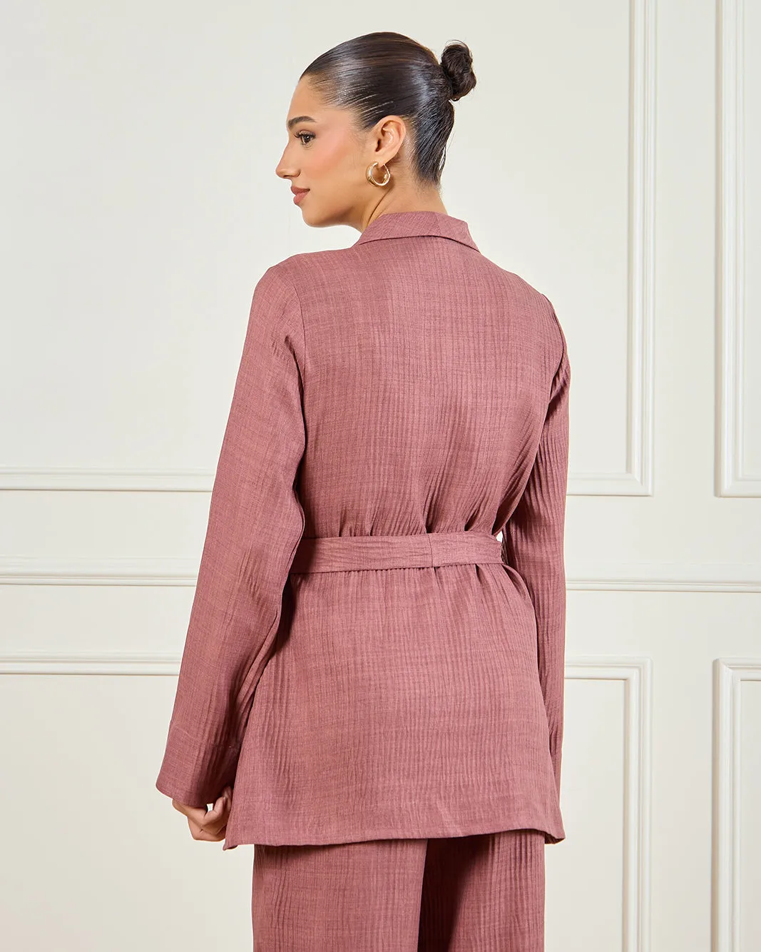 Women Taupe Textured Belted Kimono sold by Redtag product image thumbnail 3