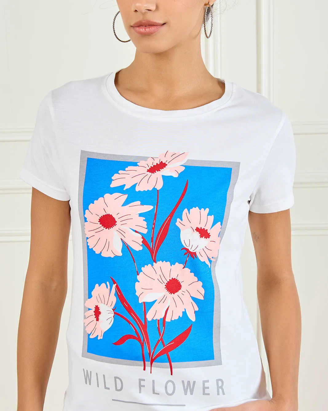 Women White Floral Print T-Shirt sold by Redtag product image thumbnail 4
