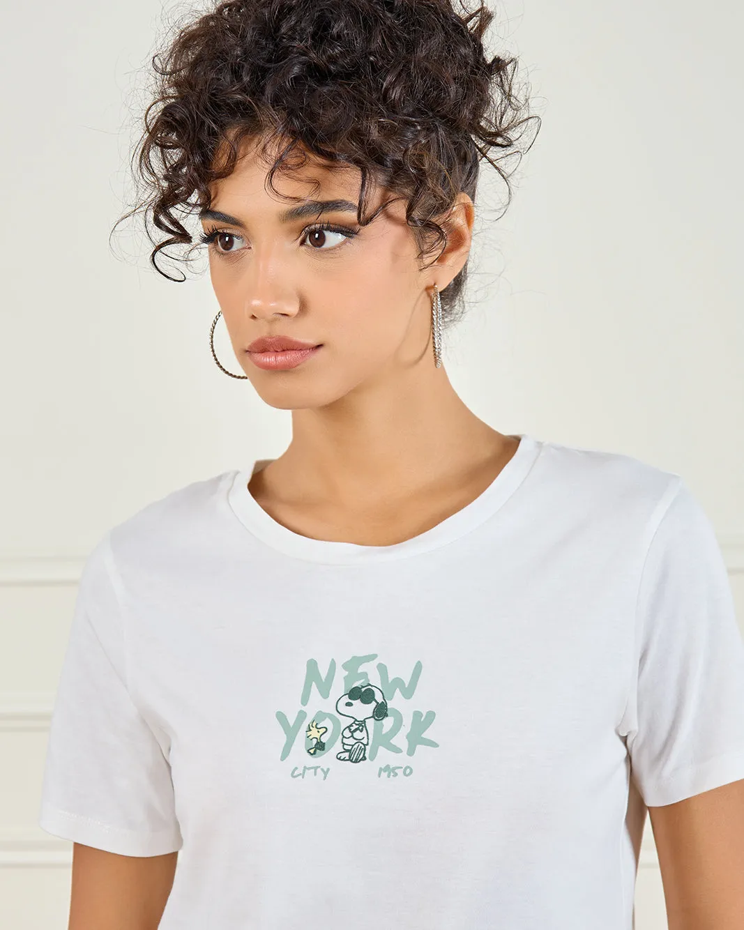 Women White Peanut Printed T-Shirt sold by Redtag product image thumbnail 4