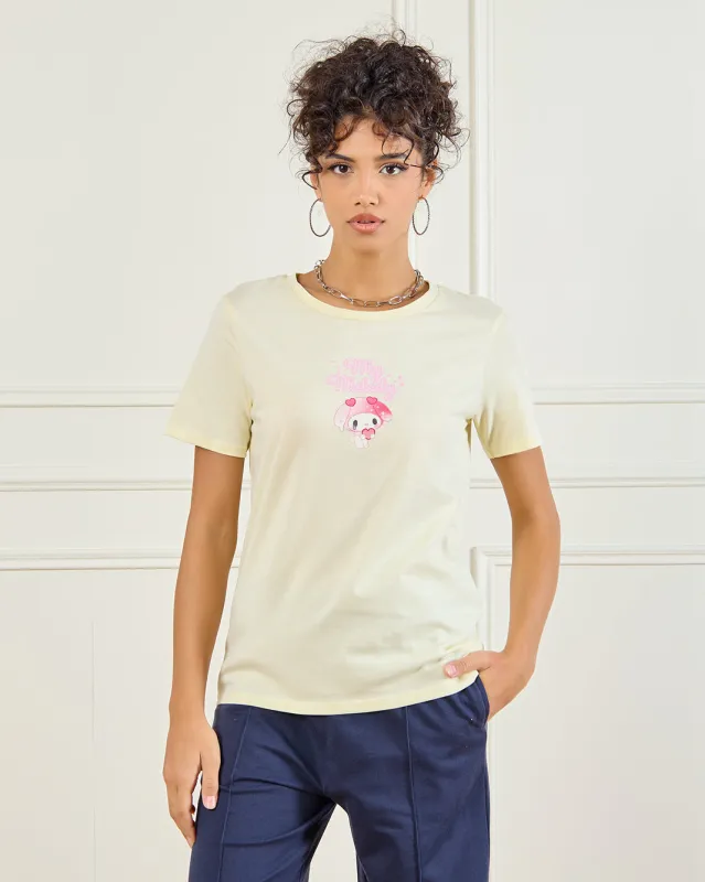 Women Yellow My Melody Printed T-Shirt sold by Redtag
