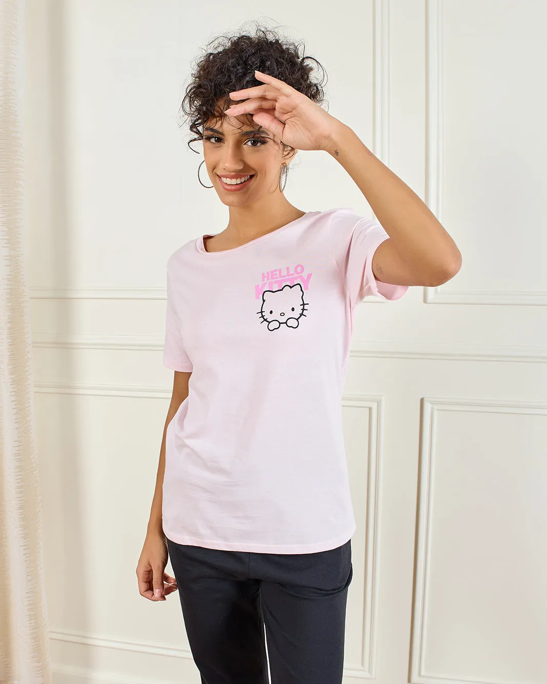 Women Pink Hello Kitty Printed T-Shirt sold by Redtag product image thumbnail 5