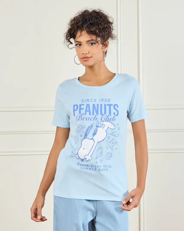 Women Blue Peanut Printed Tshirt sold by Redtag