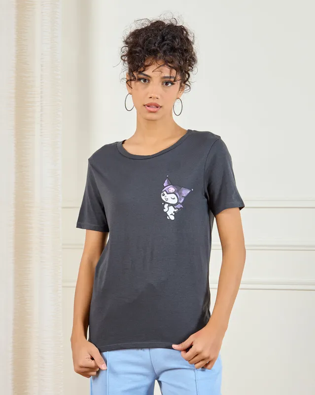 Women Grey Kuromi Printed T-Shirt sold by Redtag