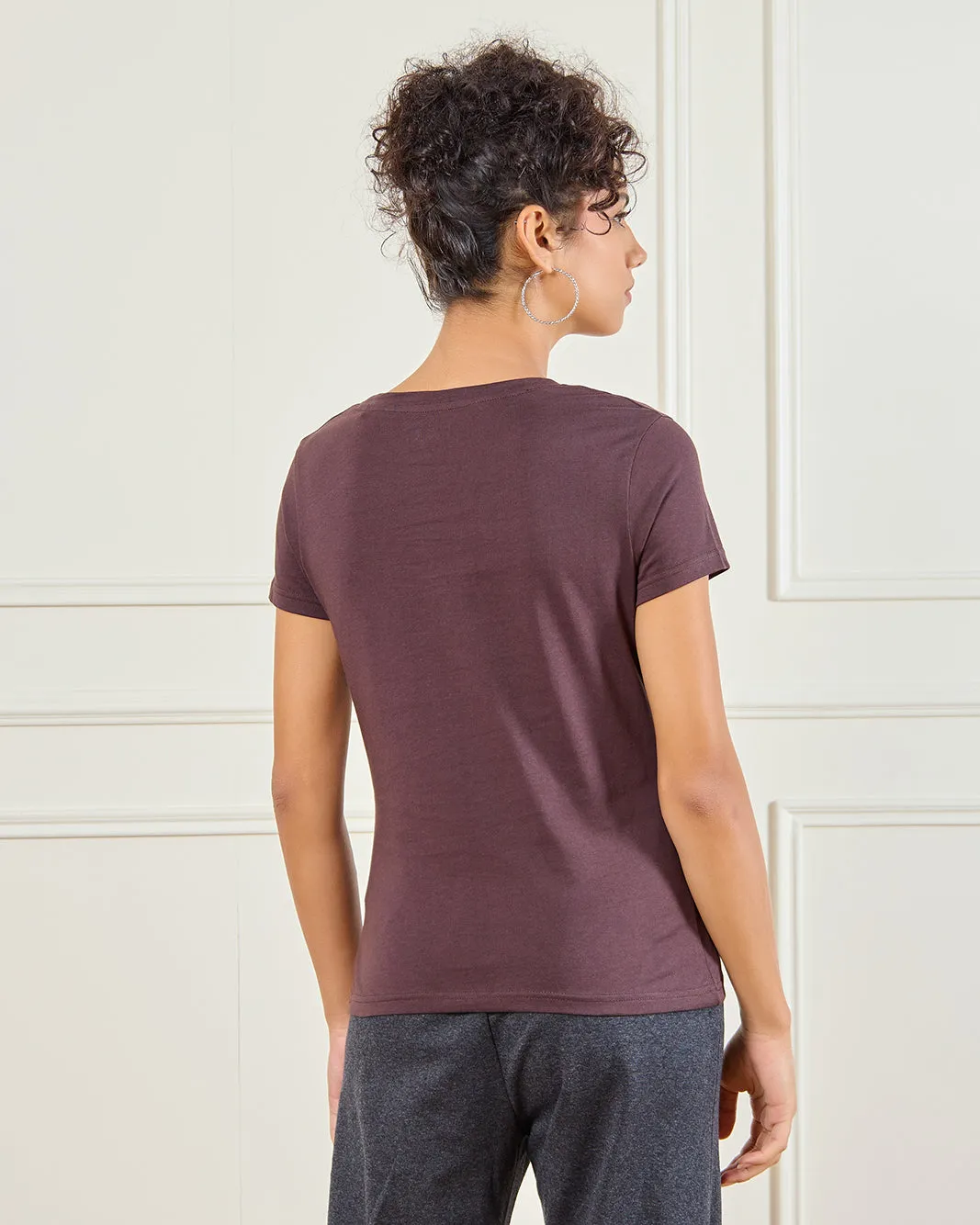 Women Brown Palm Springs Printed T-Shirt sold by Redtag product image thumbnail 3