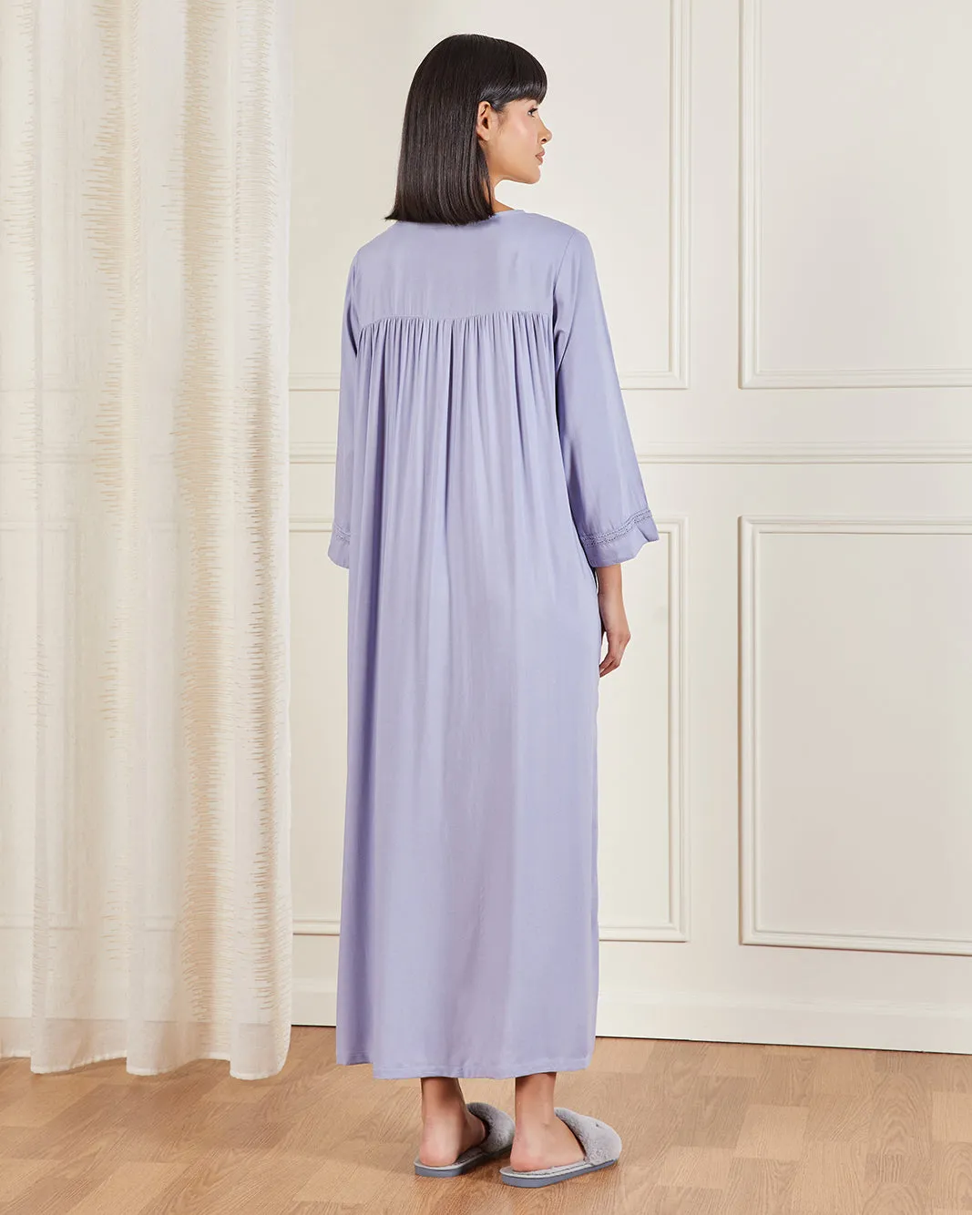 Women Lilac Embroidered Nightgown sold by Redtag product image thumbnail 3