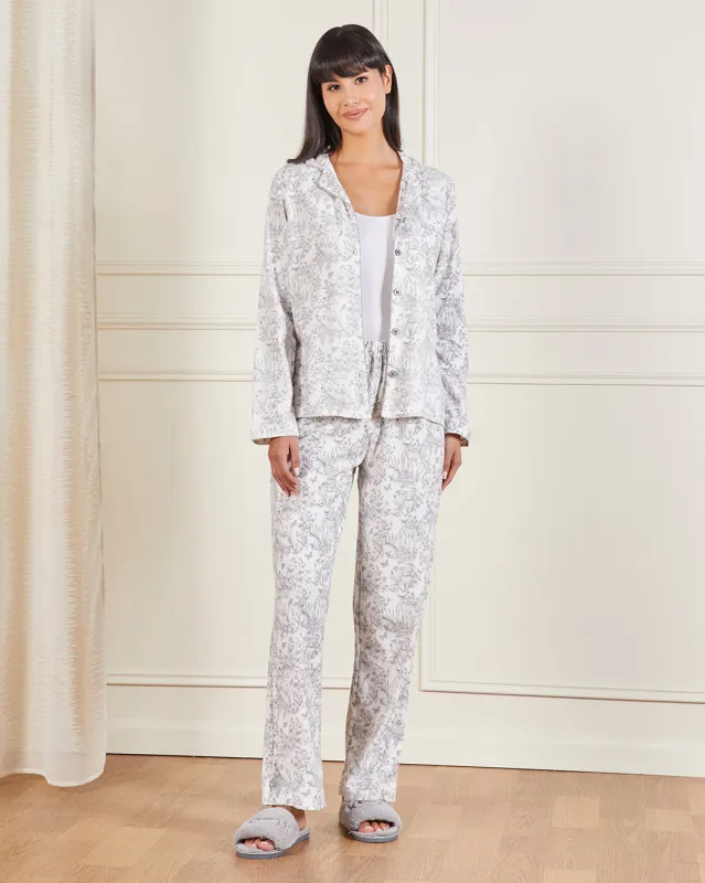 Women Grey Collared Printed Pyjama Set (2 Piece) sold by Redtag