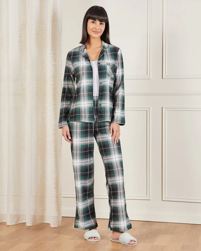 Women Green And White Checkered Pyjama Set (2 Piece) sold by Redtag