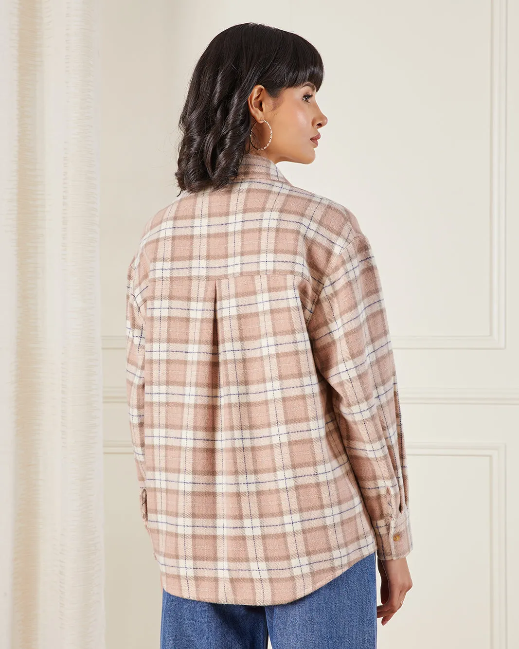Women Beige Checkered Shirt sold by Redtag product image thumbnail 3