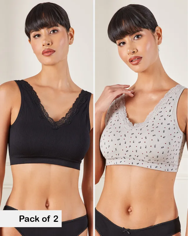 Women Black And Grey Comfort Shapewear Bra Set (Pack of 2) sold by Redtag