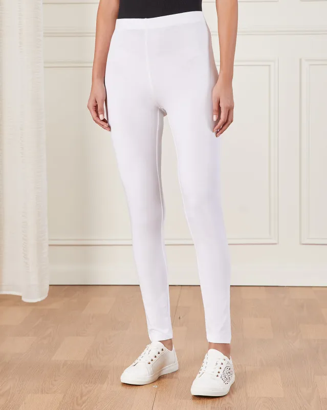 Women White Full Length Legging sold by Redtag