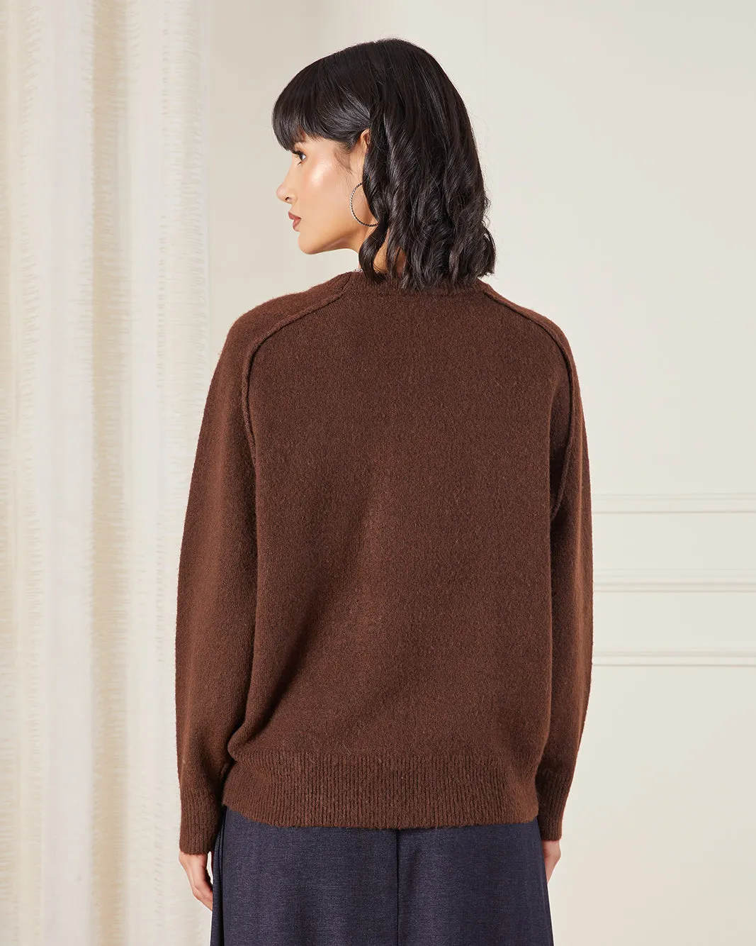 Women Brown Oversize Knit Pullover sold by Redtag product image thumbnail 3