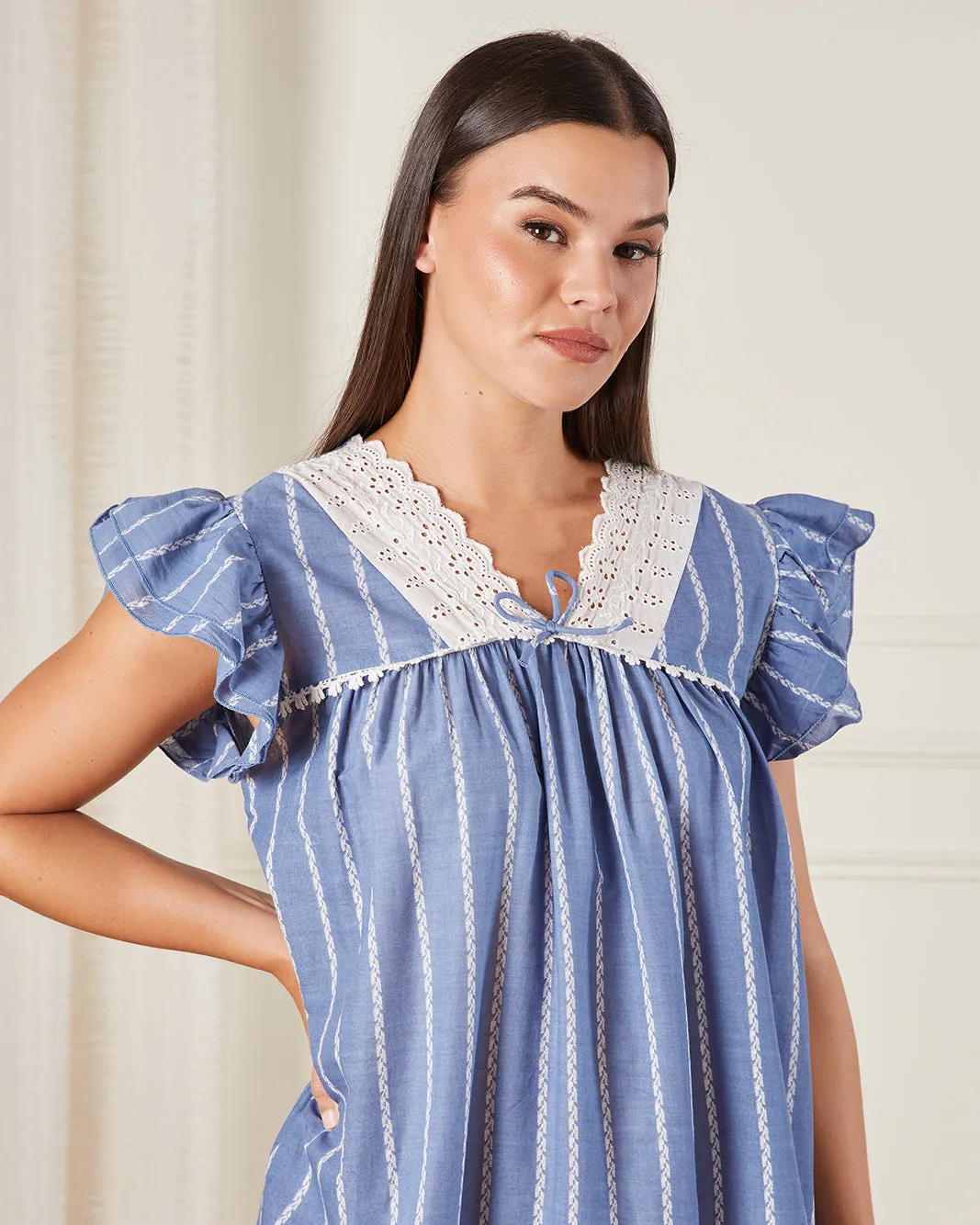 Women Blue Short Sleeves Nightgown sold by Redtag product image thumbnail 2
