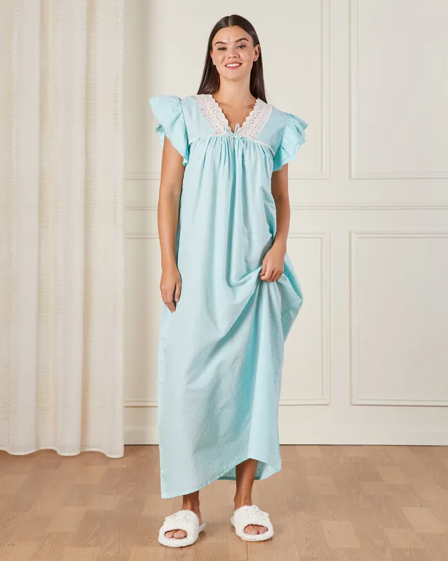 Women Blue Lace Nightgown sold by Redtag