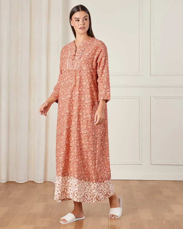 Women Orange Printed Nightgown sold by Redtag