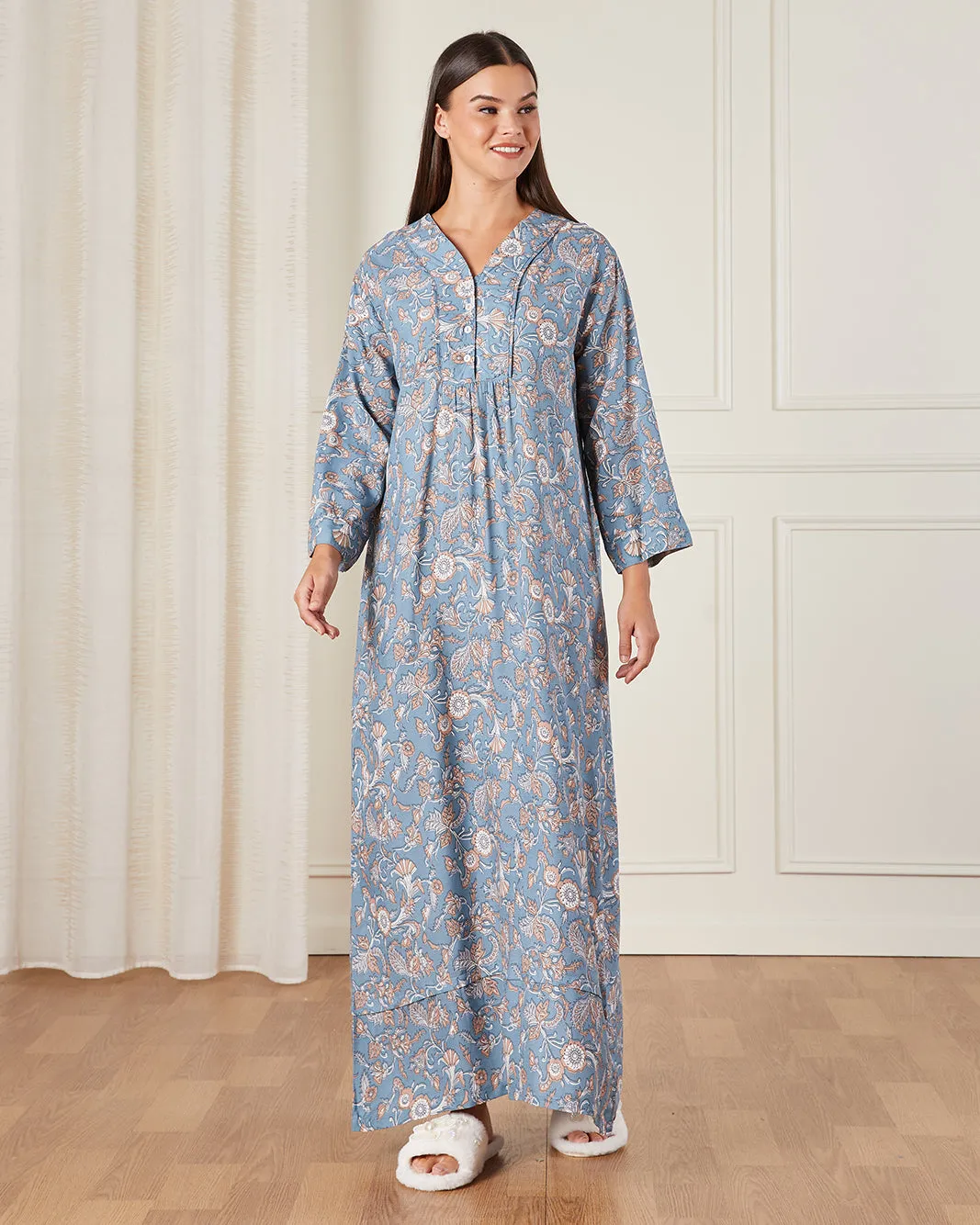 Women Grey Printed Nightgown sold by Redtag