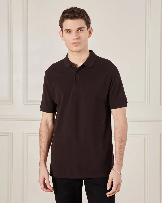 Men Brown Basic Polo Shirt sold by Redtag