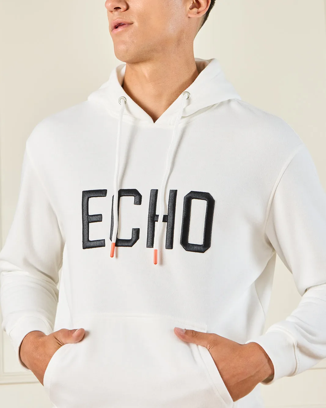Men Ivory Chest Embroidered Hooded Sweatshirt sold by Redtag product image thumbnail 4