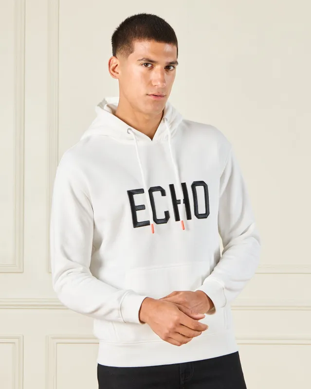 Men Ivory Chest Embroidered Hooded Sweatshirt sold by Redtag