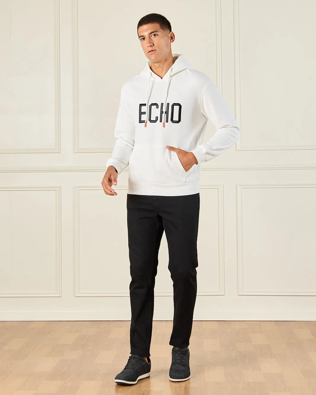 Men Ivory Chest Embroidered Hooded Sweatshirt sold by Redtag product image thumbnail 2