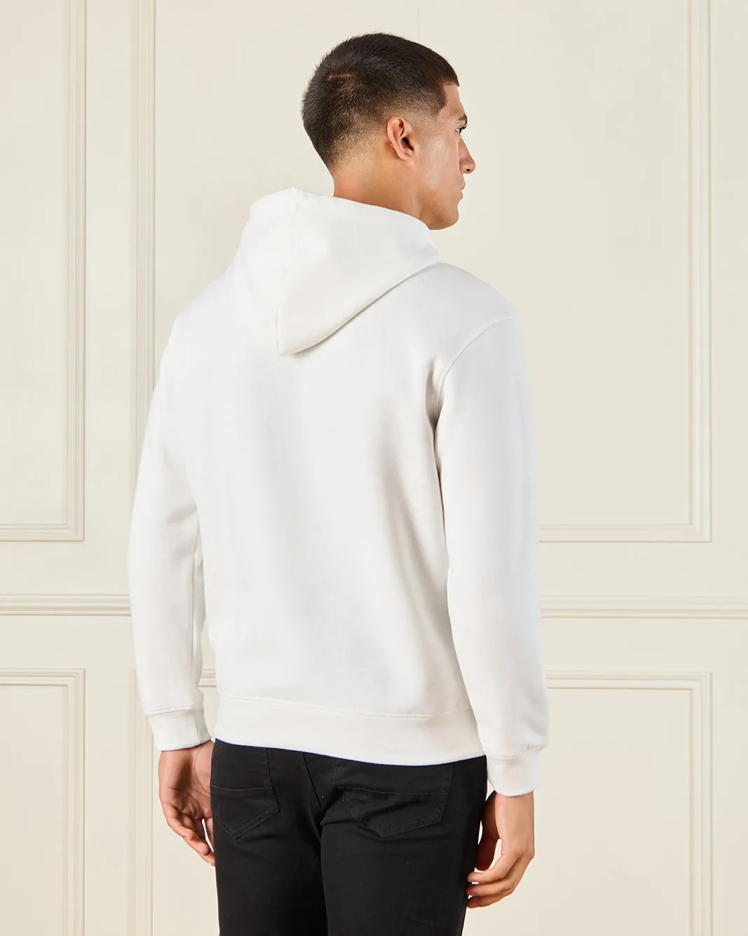 Men Ivory Chest Embroidered Hooded Sweatshirt sold by Redtag product image thumbnail 3