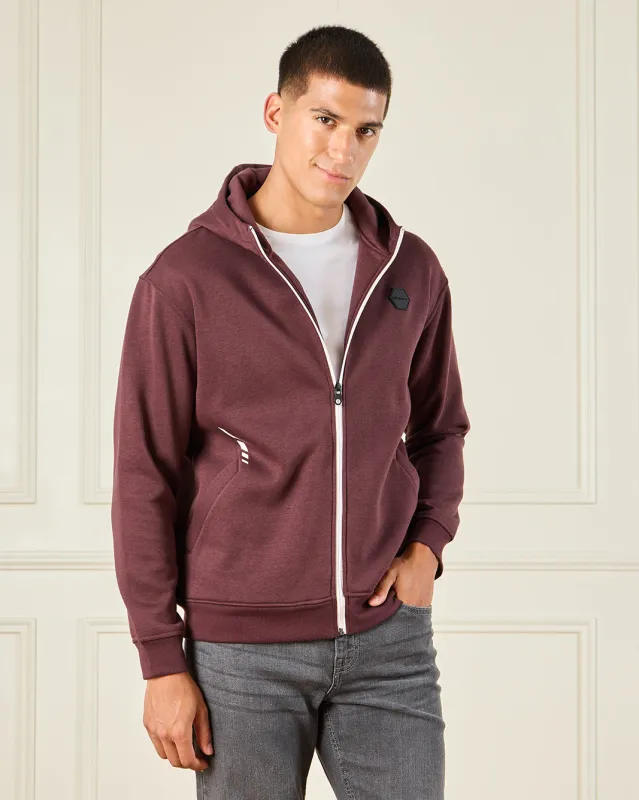 Men Burgundy Hooded Sweatshirt sold by Redtag