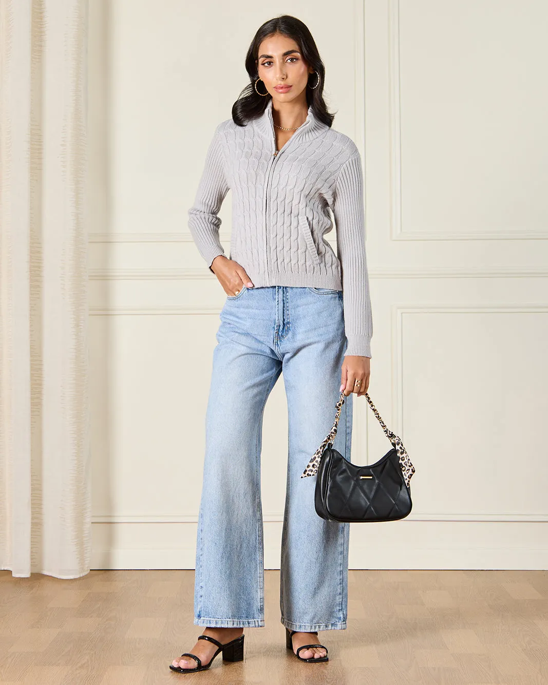 Women Grey Knitted Jacket sold by Redtag product image thumbnail 2