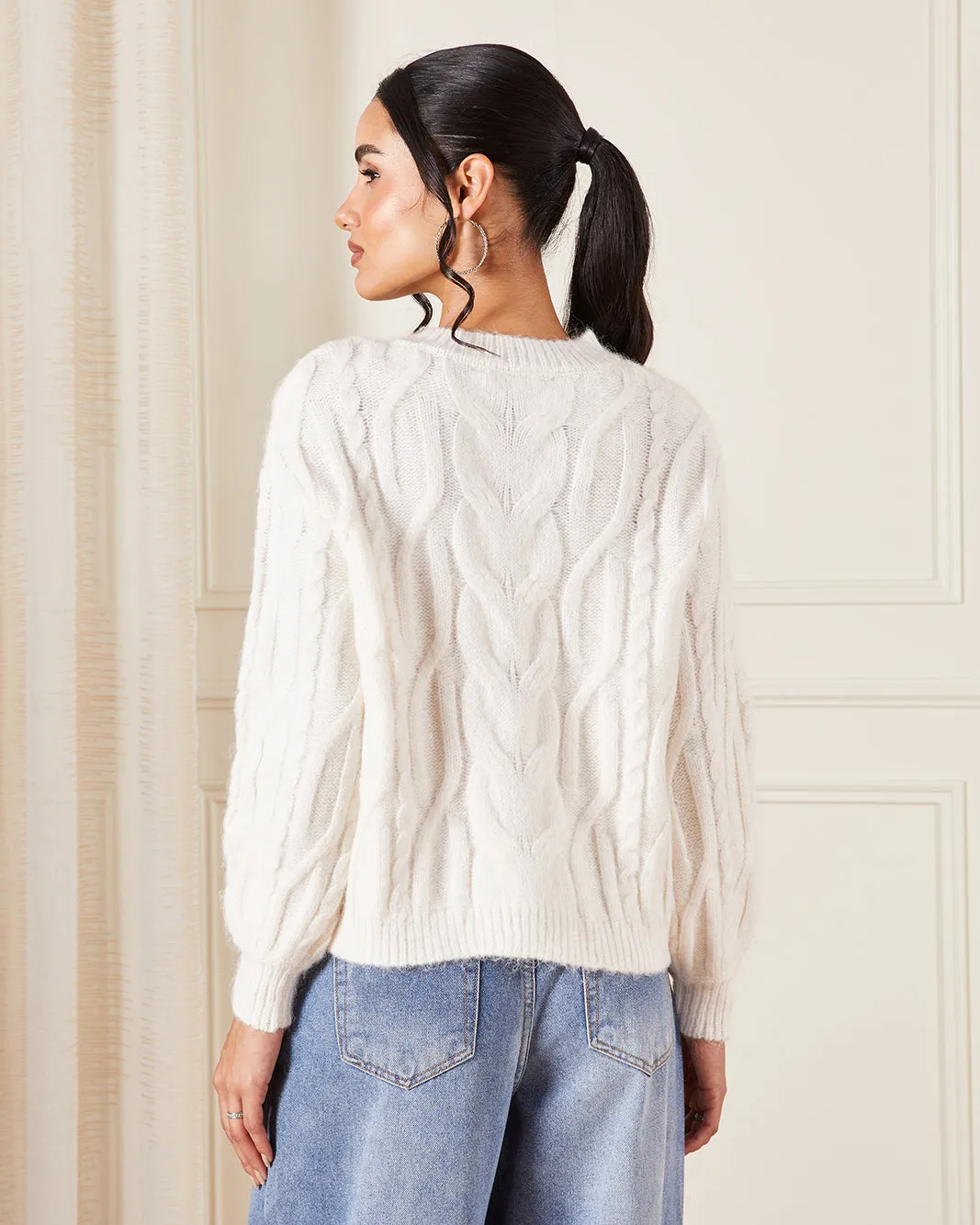 Women Ivory Cable Knitted Pullover sold by Redtag product image thumbnail 3