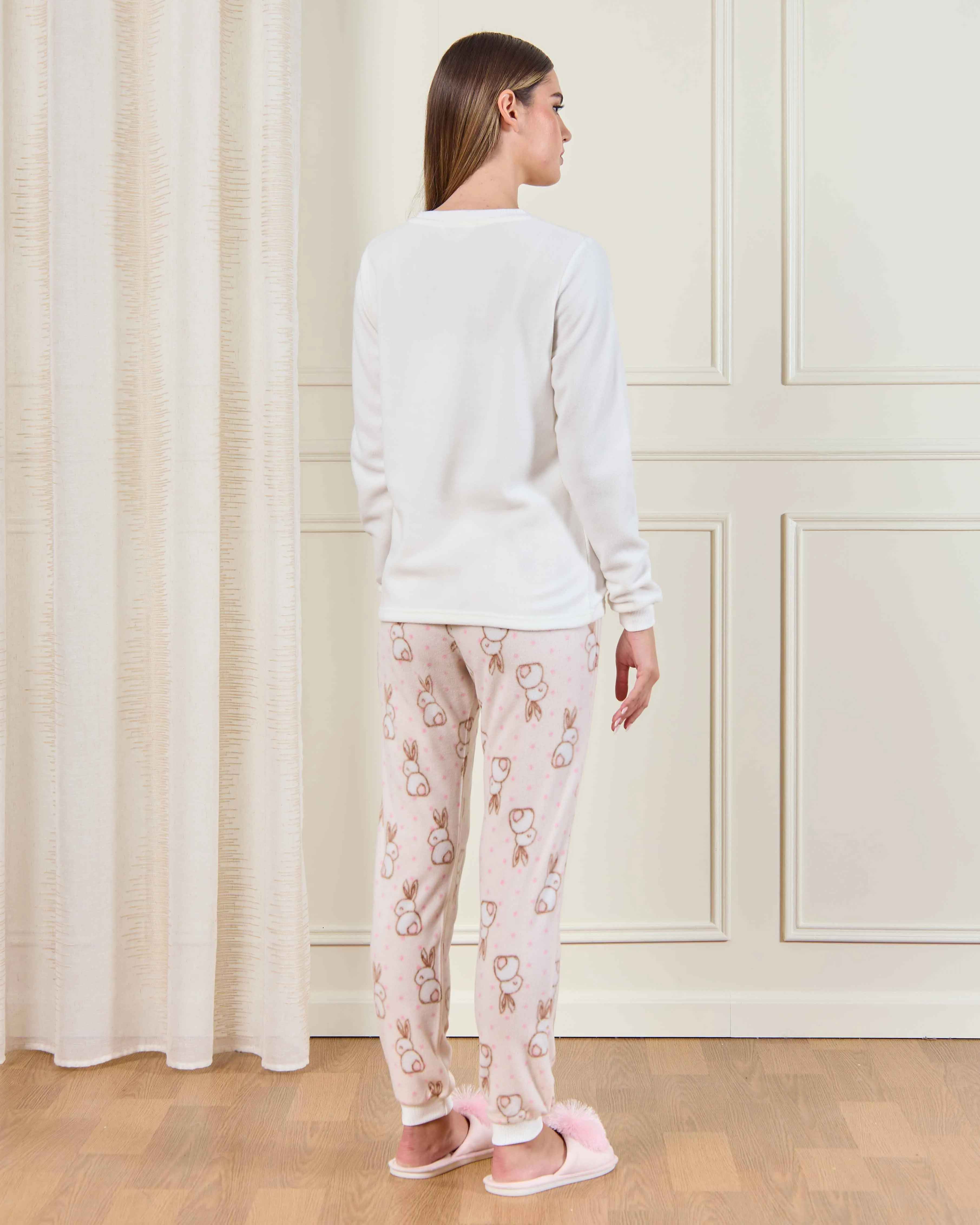 Women White And Cream Rabbit Print Pyjama Set (2 Piece) sold by Redtag product image thumbnail 5