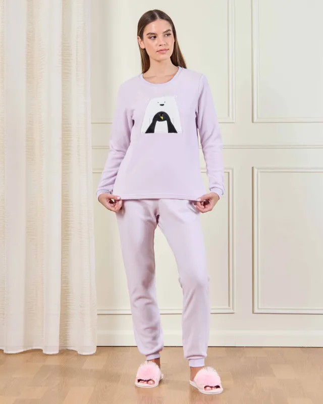Women Lilac Penguin Print Pyjama Set (2 Piece) sold by Redtag