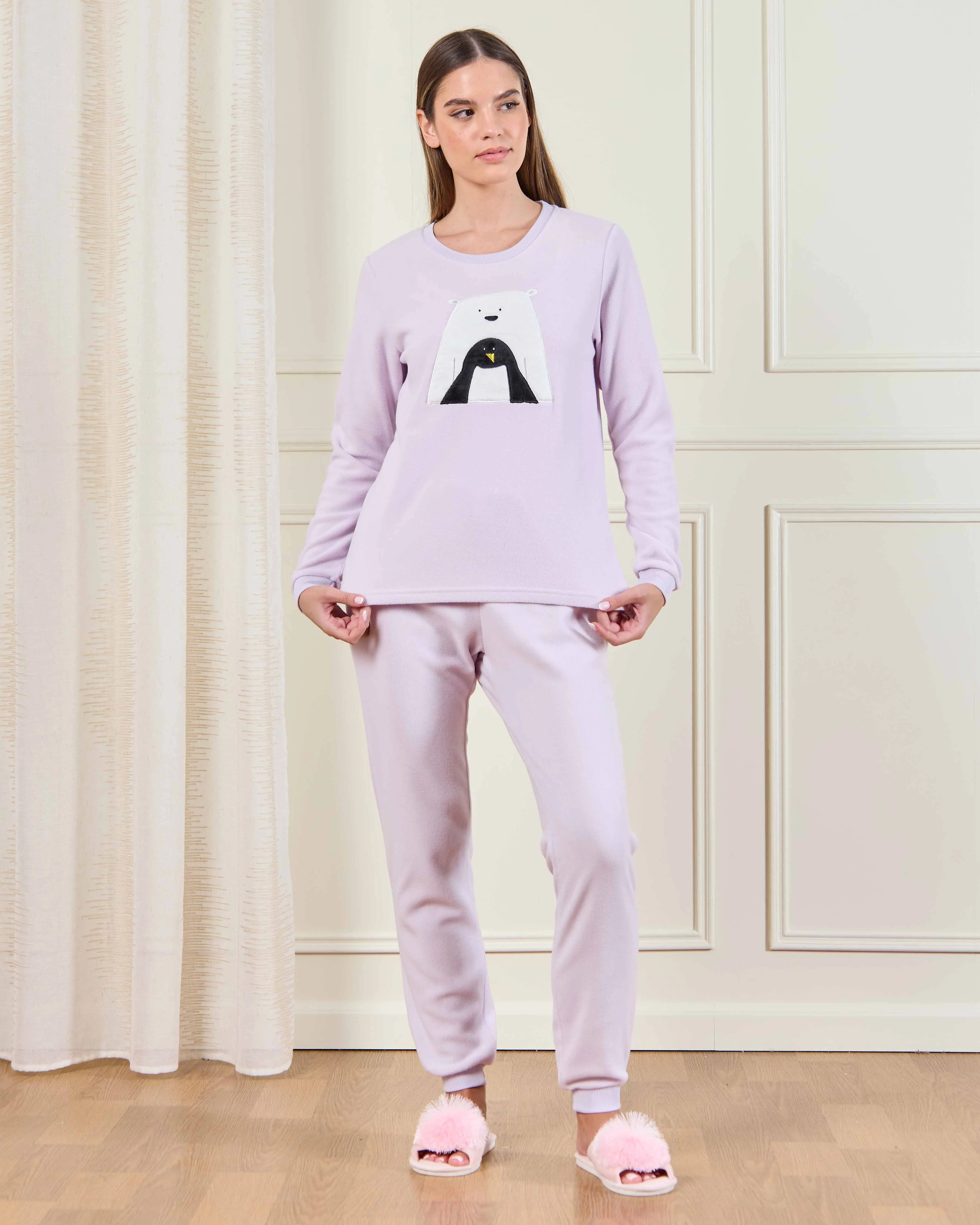 Women Lilac Penguin Print Pyjama Set (2 Piece) sold by Redtag