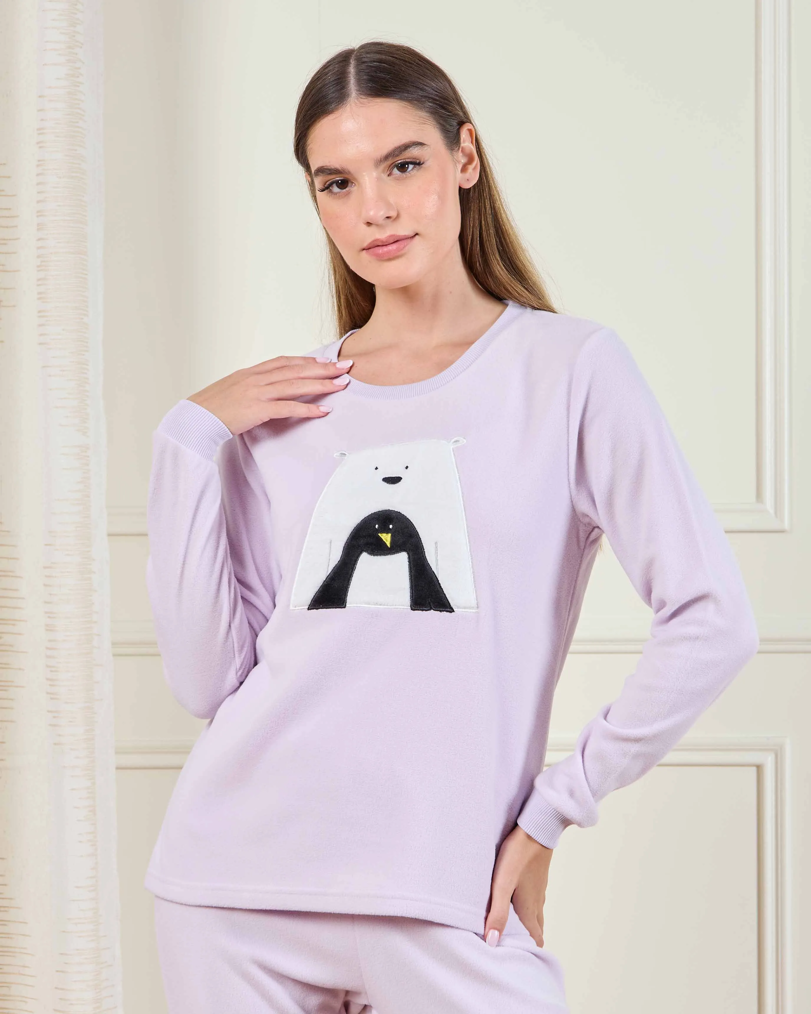 Women Lilac Penguin Print Pyjama Set (2 Piece) sold by Redtag product image thumbnail 2