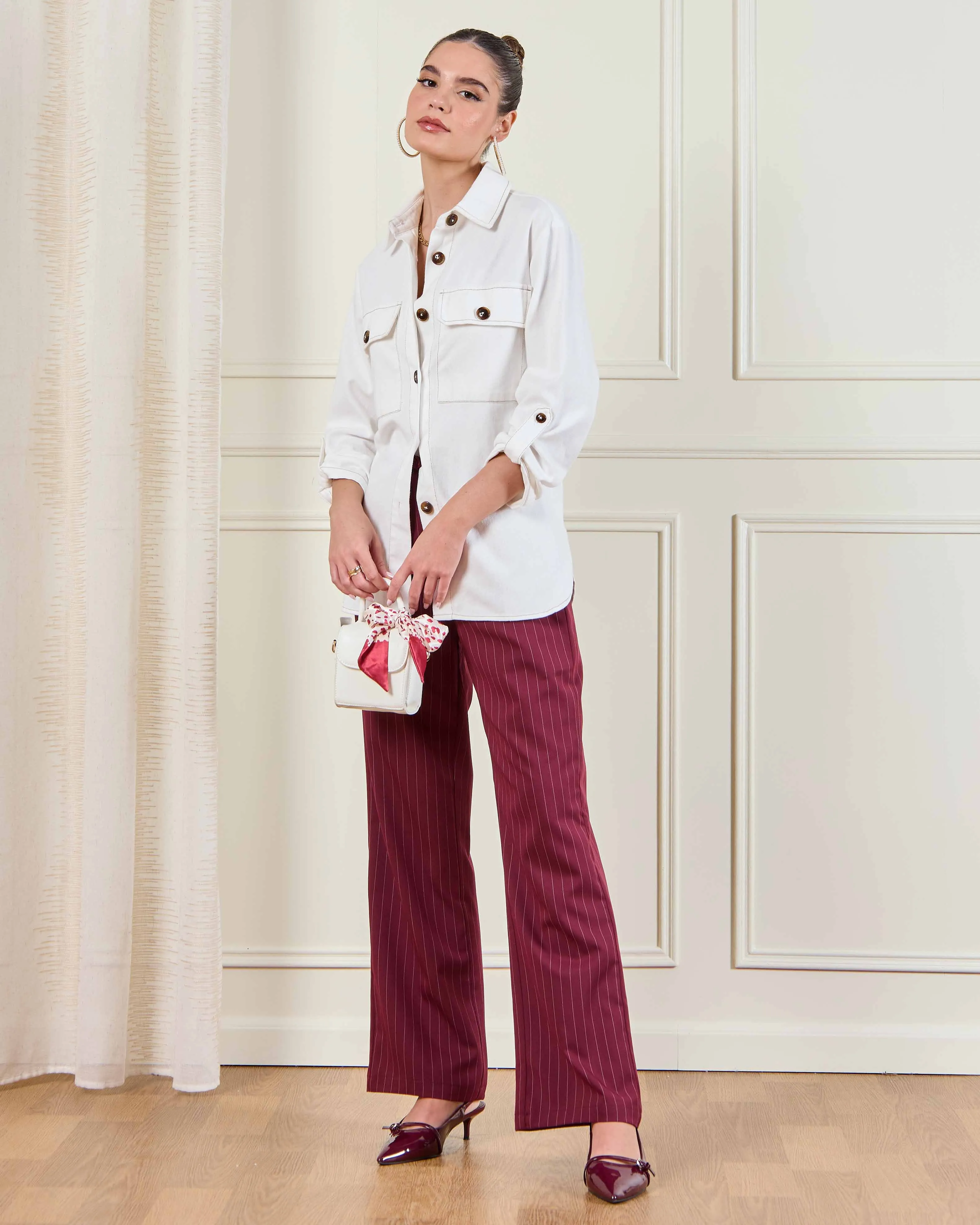 Women Burgandy Wide Leg Pull On Trousers sold by Redtag product image thumbnail 2
