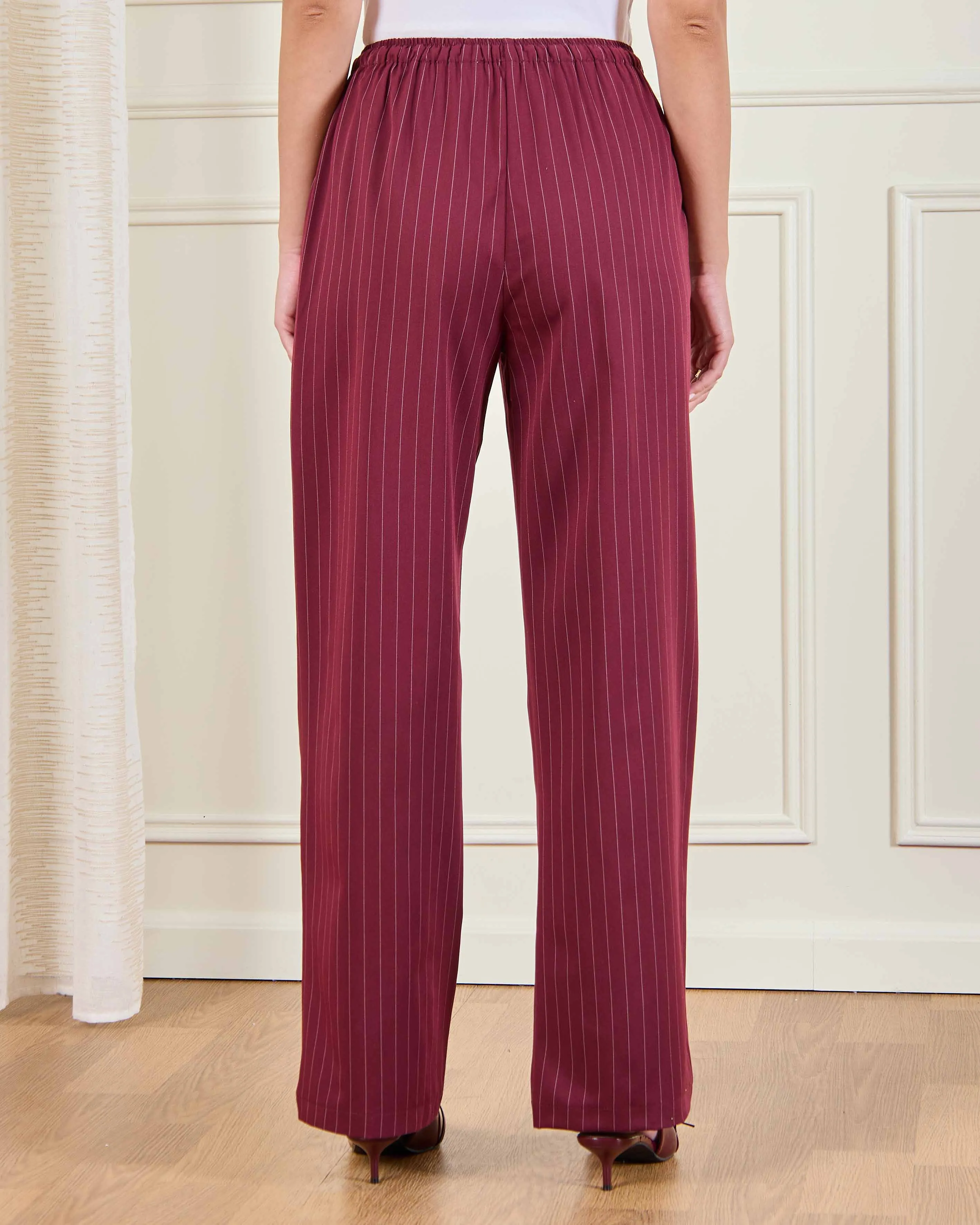 Women Burgandy Wide Leg Pull On Trousers sold by Redtag product image thumbnail 3