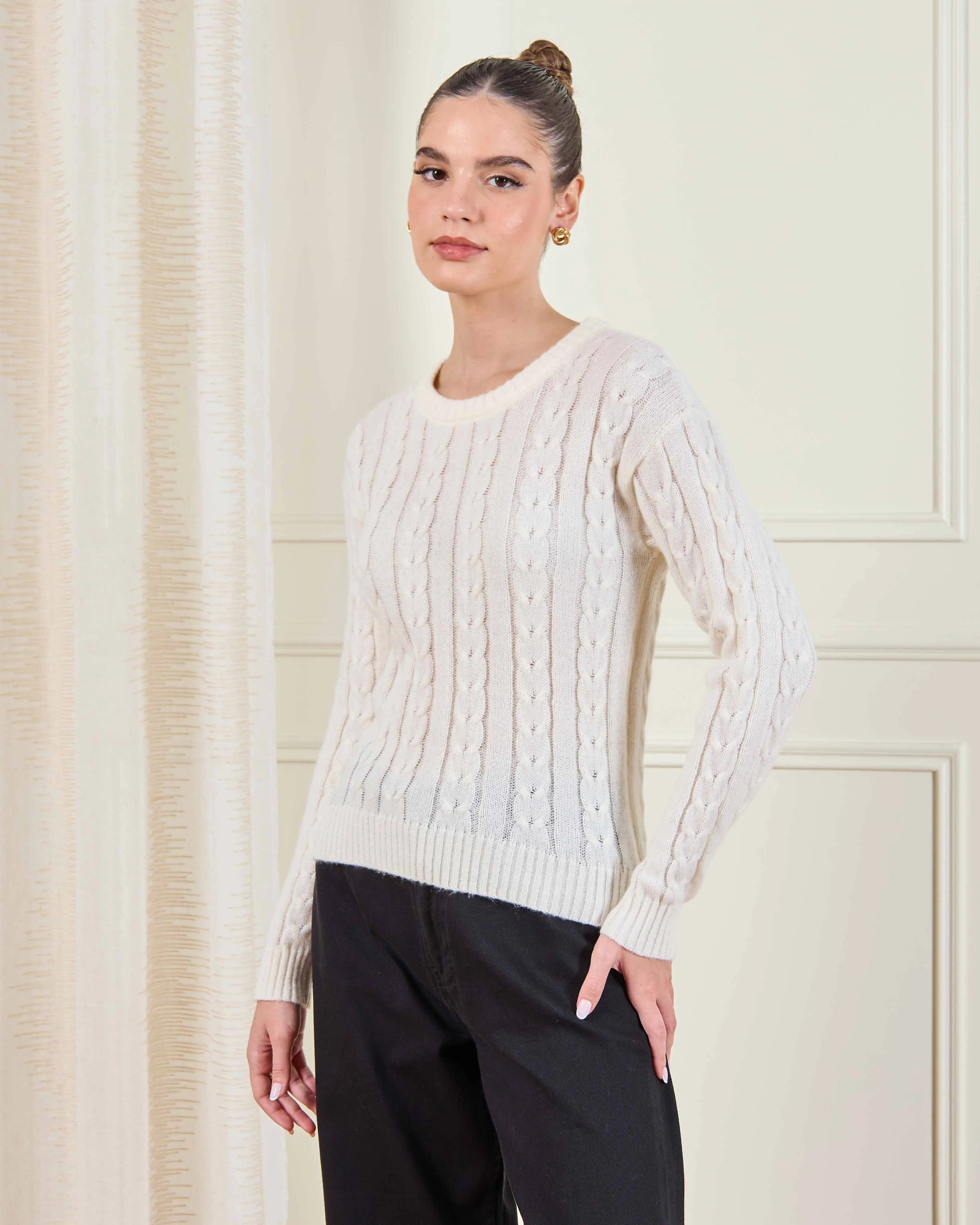 Women Beige Jacquard Knit Pullover sold by Redtag