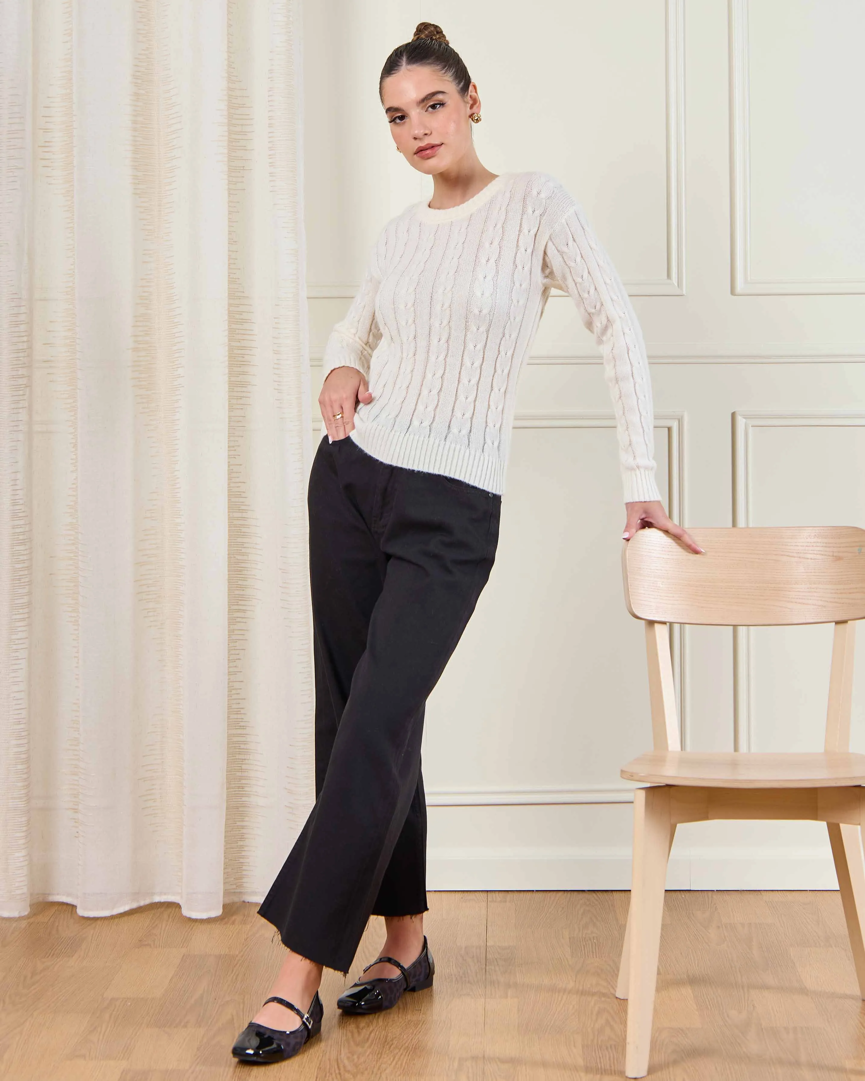 Women Beige Jacquard Knit Pullover sold by Redtag product image thumbnail 4